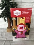 Holiday Time Airblown Inflatables 3.5 Foot Christmas Pig Santa Hat Decoration. Fixed Price $24.99.