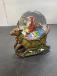 Toyo Snow Globe Santa Claus Sleigh With Reindeer Musical Christmas Antler Broke. Fixed Price $7.25.
