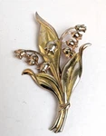 Large Vintage Sterling Silver Lily Of The Valley Repousse Brooch Pin 3.5" Sgnd. Fixed Price $49.00.