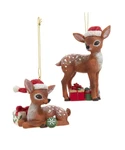 Set Of Nostalgic Deer With Christmas Presents Ornaments E0962. Fixed Price $29.99.
