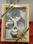 Vtg 3 Pyramid Satin Glass Ball Christmas Ornaments Glitter Red Green Silver. Fixed Price $6.00.