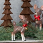 Ragon House Retro Brown Christmas Deer Glittered Paper Mache 6.5" Tall Figure. Fixed Price $33.00.