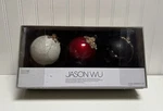 Jason Wu Set Of 3 Glass Christmas Ornaments Red White Black New In Box. Fixed Price $39.90.