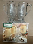 4 Irish Coffee Mugs Embossed Christmas Tree 16K Gold Trim Indiana Glass Usa Nos. Fixed Price $24.99.