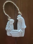 Raised Ceramic Gold Accent Holy Family Christmas Tree Hanging Ornament Xmas. Fixed Price $16.99.