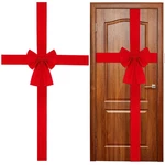 Christmas Cabinet Door Ribbon Bow Large Red Wreath Festival Wra. Fixed Price $23.99.