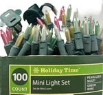 Holiday Time 100-CT Pearlized Multi Christmas Mini Lights Green Wire Lot Of 2. Fixed Price $11.99.