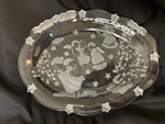 Mikasa Holiday Oval Sweet Dish 9" Crystal Frosted Glass Angels Trees Stars. Fixed Price $5.39.