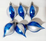6 Vtg Mercury Glass Teardrop Christmas Ornament Blue Striped Mica Stars Poland. Fixed Price $49.99.