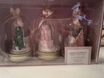 Cupcakes & Cashmere Snow Globe Pink Christmas Ornaments Set Of 3 New Box. Fixed Price $49.00.