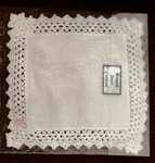 Wimpole Street Creations 6" White Cloth Crochet Edge Doily Cross Stitch Sealed. Fixed Price $8.85.