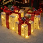 Christmas Decorations Set Of 3 Lighted Gift Boxes Plush Tiny Xm. Fixed Price $90.59.