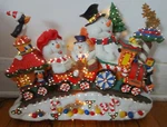 Puleo Fiber Optic 16X11.5 Snowman Family Xmas Train Color Changing Lights Box. Fixed Price $150.00.