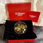 Vtg 1991 Gorham Lead Crystal Gold Tone Bow Round Christmas Ornament W/box 3. Fixed Price $19.99.