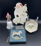 Lenox Holiday Collection: Santa Trivet Tray, Fluted Bowl Set, Bell & Ornament. Fixed Price $14.00.