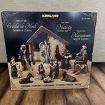 Kirkland Signature Nativity 12 Piece Set Hand Painted Christmas Creche 979597. Fixed Price $209.30.