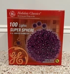 Ge Holiday Classic 6" Super Sphere 100 Lights Starburst Balls Purple Htf Xmas. Fixed Price $40.00.
