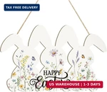 Wooden Easter Wreath For Front Door Wall Signs Rabbit Spring Decoratio. Fixed Price $17.98.