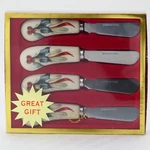 Lenox Winter Greetings Porcelain Spreaders Knives Stainless Steel - Set Of 4. Fixed Price $20.95.