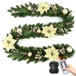 Pre-lit 9FT Christmas Garland With 80LED Lights, Timer & Decor For Home. Fixed Price $13.99.