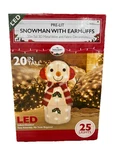 Pre-lit Snowman 20" With Scarf And Earmuffs Tall Light Up Christmas Outdoor. Fixed Price $49.99.