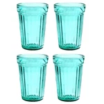 Stpgoods 4-PC Faceted Drinking Glass Set Stackable Water 8.5OZ Turquoise. Fixed Price $22.95.