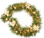 Prelit 9FT Christmas Garland With Gold Berries, 50 Lights For Indoor/outdoor Dec. Fixed Price $83.99.