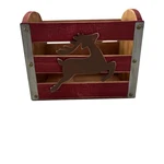 Rustic Wooden Christmas Reindeer Crate Holiday Decor Red Slatted Storage Box. Fixed Price $22.00.