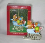 Carlton Cards Ornament Sweethearts Christmas 2001 Bears In Sleigh. Fixed Price $24.99.