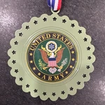 New With Tags Kurt Adler 3.5 Inch Round Green Army Metal Christmas Ornament. Fixed Price $12.00.