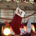 Cable Knit Stocking Red Nicholas Square Kohls Christmas Holiday Monogram. Fixed Price $34.95.