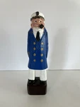 Carved Wood Old Fisherman Sailor Figurine Nautical Decor Blue Coat 8". Fixed Price $15.00.