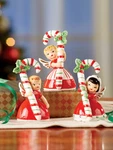 Vintage Ceramic Candy Cane Girl Angel Trio Christmas Figurines Holiday Set Of 3. Fixed Price $35.00.