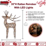 35" Rattan Reindeer, Led Lights, Outdoor Christmas Decoration For Lawn, Yard. Fixed Price $63.98.