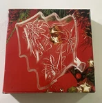 Nib Home Beautiful Crystal Christmas Tree Plate Happy Holidays Clear Glass 7.5". Fixed Price $9.99.