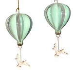 Set 2 Glass Hot Balloon Ornament With Deer Style 5 Inch Aqua Creative Co-op. Fixed Price $10.14.