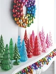 Colorful Mantle Glass Trees Bling Sparkle Christmas Raz Imports Collectible New. Fixed Price $39.95.