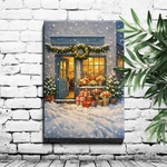 Festive Christmas Shop Wreaths Gifts Lights Unframed Canvas Wall Art Print. Fixed Price $16.49.