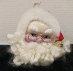 Kurt Adler Santa Clause Head Christmas Ornament W/ Wire Glasses, Cotton Beard. Fixed Price $19.96.