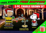 Big Yard Signs - Peanuts Charlie Brown Christmas Lawn Cor Set 5PCS. Fixed Price $185.00.