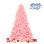 Topbuy 7.5FT Artificial Christmas Tree Hinged Spruce W/ Metal Stand Pink. Fixed Price $75.99.