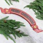 Merry Christmas Banner Wall Hanging Plastic 15 Heart Detail Red Green Gold. Fixed Price $20.00.