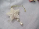 Christmas Ornament Star Pearl 4" Long Coastal Beaded. Fixed Price $8.23.