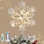 Lewondr Christmas Snowflake Tree Topper, 8.66'' Glittered Xmas Wi.... Fixed Price $34.44.