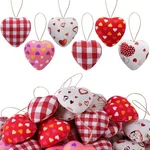 30 Pcs Valentines Fabric Heart Ornament For HANGING-6 Styles Red Pink Buffalo.... Fixed Price $14.12.