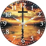 Sunset Cross Wall Clock Wooden Silent No Battery Holiday Home Decors. Fixed Price $22.79.