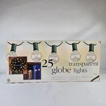 New Target 25 Clear Transparent Globe Lights Green Wire Indoor Outdoor 24FT. Fixed Price $19.49.