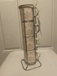 2025 Sleigh Bell Bistro Snowflake 3 Oz Espresso Mug Set W/ Stand/rack. Fixed Price $13.99.