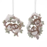 Woodland Winter Owl Christmas Ornaments (set Of 2) 4" Kurt Adler E0498. Fixed Price $24.95.