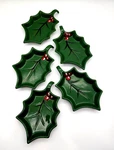 Temptations By Tara Cardinal Holly Leaf Serving Snack Appetizer Plates Set Of 5. Fixed Price $39.99.